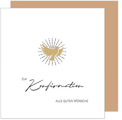 Edition Seidel Premium quadratische Glückwunschkarte zur Konfirmation mit Umschlag. Konfirmationskarte Karte Grußkarte Junge Mädchen Jugendliche Taube gold (KFQ105 SW025)