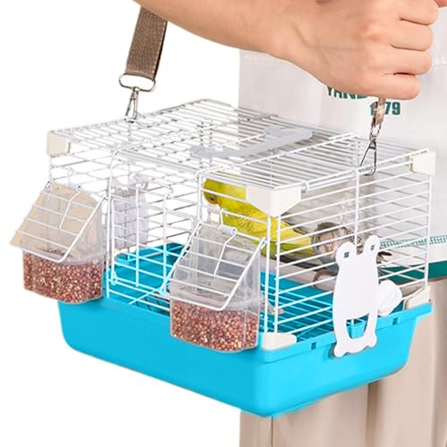 Cage pour Oiseaux - Cage de Transport Léger pour Petits Oiseaux - avec Poignée, Accessoires Résistants pour Petits Animaux - Perruches Calopsittes, Bourkes et Capucins Perles