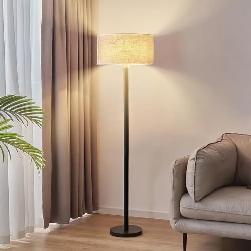 LGMCF Lampada da terra senza fili per soggiorno, 5200 mAh, ricaricabile, vintage, con lampadina da 9 W, con paralume in lino, per soggiorno, camera da letto, ufficio