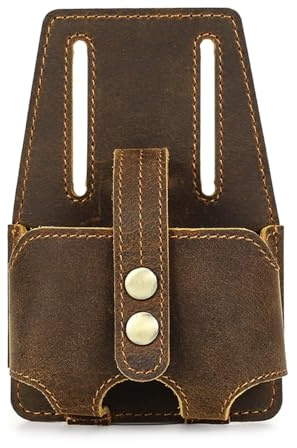Étui en cuir multifonctionnel pour mètre ruban en acier de 5 m de long. Fixation facile de la ceinture abdominale pour les projets de construction et de maison. Fixation pratique de la ceinture