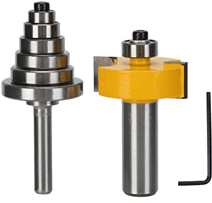 2 Set di frese per scanalature a T, fresatrice per tenoni a T, gambo da 1/2, in carburo con punta e cuscinetti intercambiabili per la lavorazione del legno, per scanalature in leg