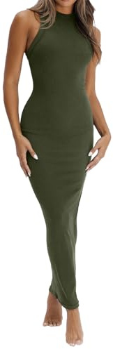 LEEDYA Womens Summer Bodycon Dresses Sexy Sleeveless Fitted Bodycon Tank Dresses Formal Cocktail Long Pencil Dress