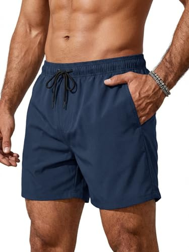 Runcati Badbyxor, herr, snabbtorkande, badshorts, män, enfärgade, strand, simbyxor, elastiska sport, träningsshorts med nätfoder och blixtlåsficka
