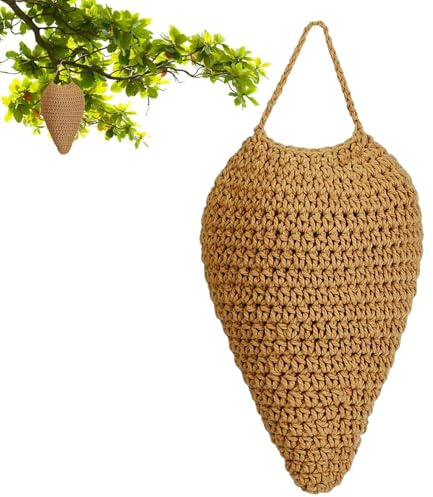 Falso de Avispas Decoración de Colmena Tejida a Crochet | de Avispas Artificial para Patio Jardín Terraza Porche Balcón Exterior Finca