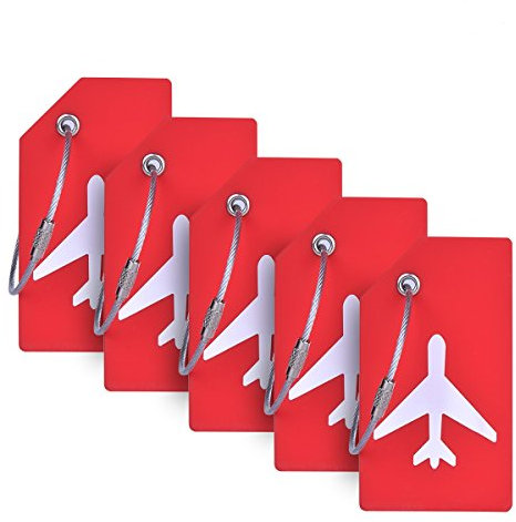 5PCS Silicon Luggage Tags Business Card Holder Travel ID Bag Tag Red Color by Ovener