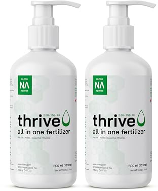 Thrive Aquarium Liquid Plant Fertilizer – All in One Planted Tank Plant Food - Two(2) 500ml Bottles