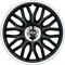 Satz J-Tec Radzierblenden Orden R 14-Zoll Schwarz/Silber + Chrom Ringe