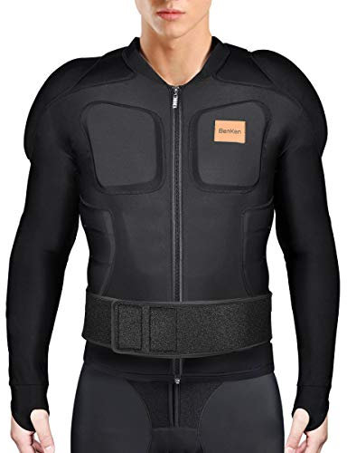 BenKen Body da Sci a Maniche Lunghe Protector Guard Gear Pad con Fodera Motore Torace Spalla Schiena Giacca Regolabile Donna Uomo Top Upper Padded Arm (XXL)