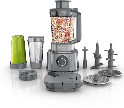 Ninja Blender & Food Processor Combo, Foodi Power Blender System for Smoothies, Bowls, Spreads & Shakes, 6 Functions, 72-oz Pitcher, To-Go Cups, Silver, SS401