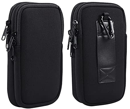 Custodia universale a doppio strato in neoprene per cellulare, con cerniera, per iPhone 16 Plus, 16 Pro, Max, 15, Pro, Max, 14, Pro Max, XR, XS Max, Google Pixel 8, Pro, 7, Pro, 6, 6a, OnePlus 12