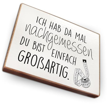 Kühlschrankmagnet mit Spruch - I - Handmade aus Buchenholz - Magnet für Kühlschrank Süß Witzig Lustig - Küchen Kühlschrank Deko 6.5cm x 5cm - Geschenk-Idee (Ich hab mal nachgemessen DU)