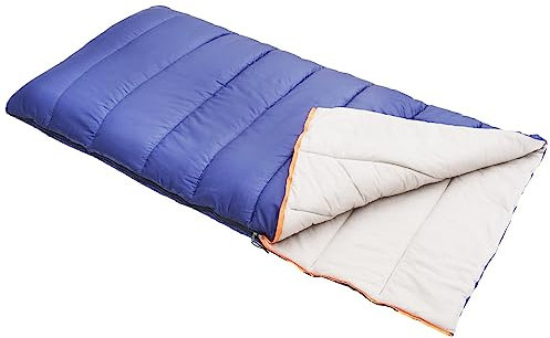 Amazon Basics Leichter Schlafsack, 4 Jahreszeiten, für Kaltes und Warmes Wetter, Camping und Wandern, Rechteckig, Blau