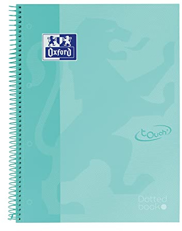 Oxford, Quaderno A4+ punteggiato, Bullet Journal, copertina estrata, 80 fogli microforati, Europeanbook Dotbook Touch, colore Ice Mint pastello