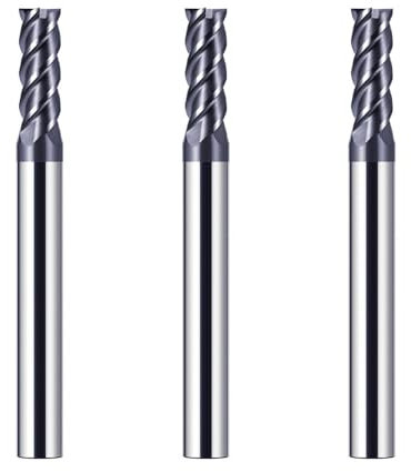 CREEYA 3 Piezas Fresa de metal duro 5mm, 4 dientes/4 Flautas CNC Fresas, HRC 55, Negro AlTiN revestimiento, Fresas Carburo de recta 5mm Para Acero Metal Madera Plásticos (5mm)