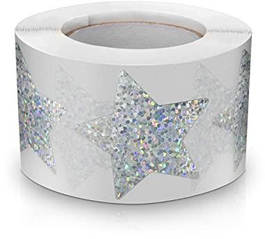 Silver stjärnor klistermärken rulle 3,8 cm små självhäftande glänsande etiketter gnistrande klistermärken stjärnklistermärken för scrapbooking presentklistermärken 500 stycken