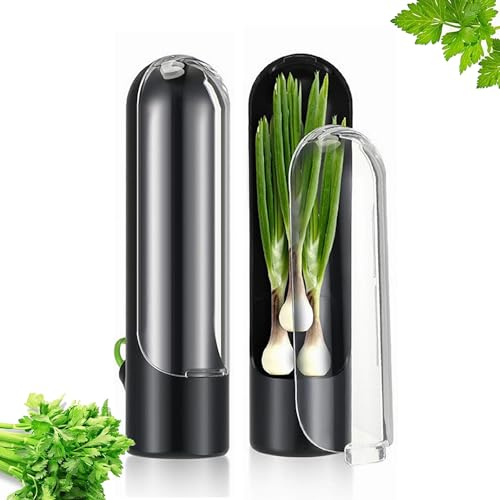 ERFGT 2 Piezas Almacenamiento de Hierbas para Refrigerador, Contenedor de Hierbas Frescas, para Cilantro, Perejil, Espárragos