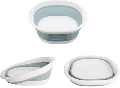 3L Collapsible Round Washing Up Bowl Basin Sink, Plastic Basket Washbasin Multipurpose Outdoor Travel Hygiene Facial Folding Portable Silicone Tub Bucket for Kitchen Camping Caravan Shower-S (Blue)