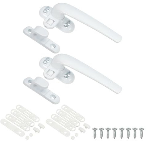 PATIKIL Aluminum Alloy Window Handle, 2pack Casement Window Lock Internal and External Sliding Door Window Handle Locks for Vertical & Horizontal Sliding Windows, White (Right Hand)