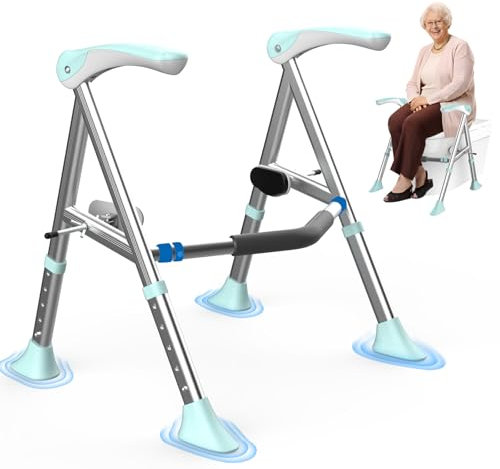 TYGYSDO Aufstehhilfe Toilette,Toiletten aufstehhilfe für Senioren, WC Aufstehhilfe höhenverstellbar, Toilettenerhöhung,Haltegriff für Toilette, Behinderten WC Sitz,einfache Installation (KY-1567-Cyan)