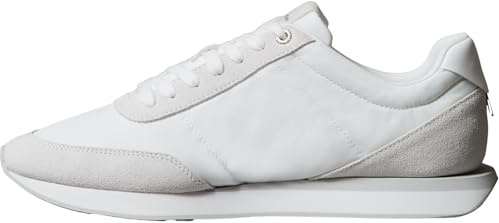 Calvin Klein Retro Runner ESS Mix Mat Ym0ym01361Low Top para Hombre, Blanco Triple Blanco Brillante, 42 2/3 EU