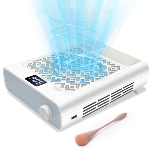 CGBE Nail Dust Collector: 3600RPM Dust Collector Nail Tech with 5 Speed Suction Adjustment, Hand Pillow, 2 Reusable Filter & 10 Disposable Filter Papers, Nail Vacuum for Home & Salon (Ivory)