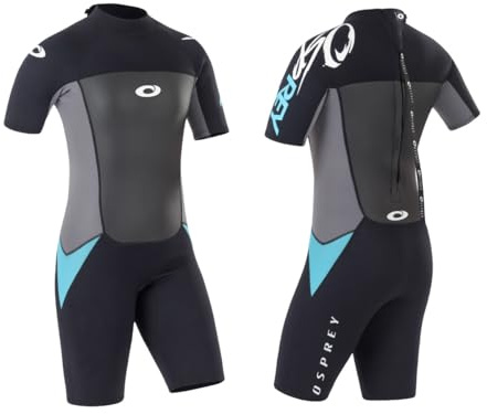 Osprey Women's Shorty 3 mm Summer Wetsuit, Adult Short Sleeve Neoprene Surfing Diving Wetsuit, Origin, Multiple Colours