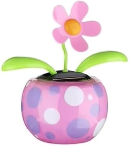 Kryoflare Solar Dancing Pink Flower, Solar Powered Animated Bobblehead Dancer, Colorful Shape, Flip Flap Window Sun Catcher, Car Dashboard Decor