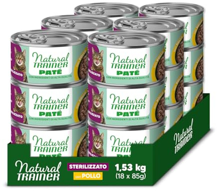 Natural Trainer Sterilised Vuxen Våtfoder för Katter Kycklingbröst 18 x 85 G