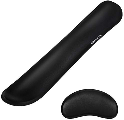 Gimars Handgelenkauflage für Tastatur und Maus Handballenauflage mit Memory-Schaum ergonomisch zur Entlastung des Handgelenks Schwarzes Pad-Set