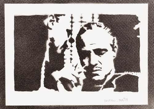 moreno-mata El Pad... Autentico Graffiti Hecho a Mano Handmade Poster Peliculas Don Vito Corleone Laminas Decorativas Pared Cuadros Decoracion Salon Modernos Regalos Originales para Hombre y Mujer