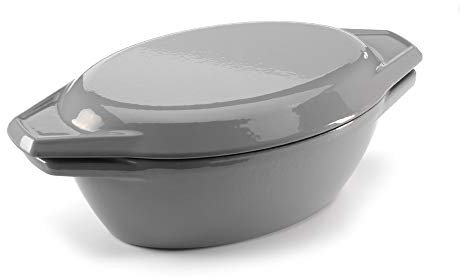 Samuel Groves Enamel Cast Iron Oval Casserole Dish with Lid – 27.5cm / 3L | Compact Dutch Oven | Oven & Hob Safe, Durable Enamel Coating, Even Heat Distribution