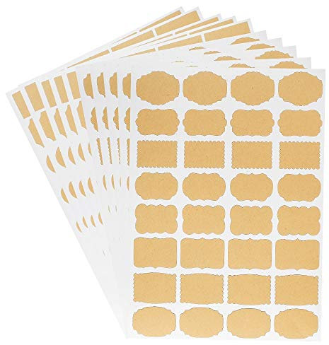 Ideen mit Herz Kraftpapier-Etiketten selbstklebend | 320 Stück in 16 verschiedenen Formen | Beschriftungsetiketten | Klebeetiketten zum Beschriften | Din A4 | 10 Bogen