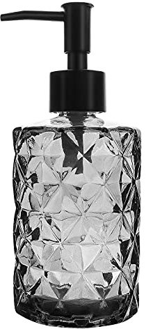 Topsky 330ml Dispenser sapone in Vetro, per cucina, bagno, pompa in vetro trasparente e plastica, detersivo per piatti, sapone liquido (Nero)