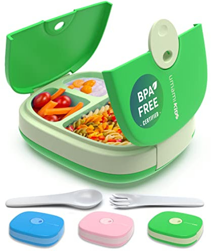 Umami Bento Lunch Box per Bambini con Compartimenti e Posate - Impermeabile, Porta Pranzo Durevole con Comparti, senza BPA, Schiscetta pranzo Microonde Compatibile