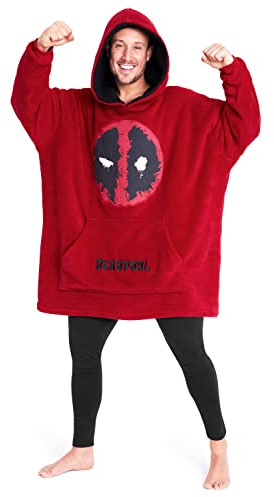 Marvel Pull Plaid Homme, Sweat Oversize en Polaire (Rouge/Noir)