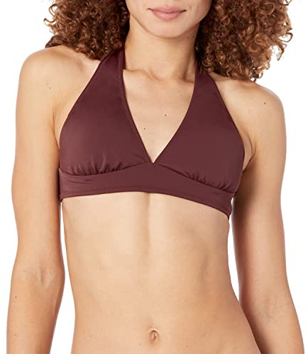 Amazon Essentials Costume da Bagno Bikini con Allacciatura al Collo e Supporto Leggero (Disponibile per Taglie Forti) Donna, Marrone Intenso, 48