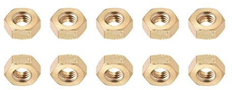 DTGN M8x1.25mm(DxP) Hex Nuts - 10Pack - Good for Home Garage Repair - Brass Hexagon Nuts - Gold Tone