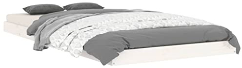 vidaXL Cadre de Lit, Sommier à Lattes, Lit Simple et Adulte, Cadre à Lattes Chambre à Coucher Maison, Moderne, Blanc 90X190 cm Bois de Pin Massif
