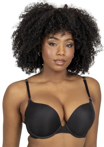 Smart & Sexy Womens Maximum Cleavage Underwire Push Up Bra, Black Hue (Mesh), 34C US