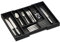 Relaxdays Besteckkasten ausziehbar, Bambus, HBT: 5 x 32,5-55 x 44,5 cm, 5-7 Fächer, Besteckfach mit Messerblock, schwarz, 1 Stück