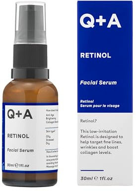 Q+A Retinol Facial Serum (30ml), Face Serum Skincare with Retinol, Squalane & Bisabolol, Smooths Fine Lines, Evens Skin Tone & Boosts Radiance, Vegan & Fragrance Free