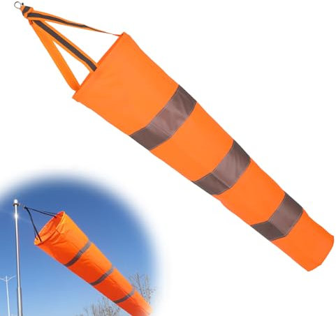 1 Stück Windsack Für Draußen, Windsack Windsäcke Windhose Windfahne, Windrichtungsanzeiger, Wind Socke Tasche Zur Windmessung, Orange Und Grau Windsack Mit Reflektierenden Streifen Polyester Gürtel