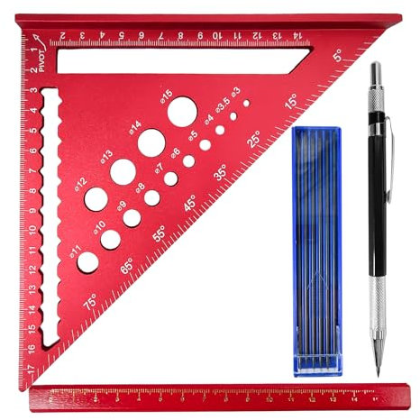 180 mm Escuadra carpintero, Regla Triangular Métrica de Aluminio, Regla de Carpintero, Herramientas Carpinteria Madera para Medir, Marcar, Cortar (Style 2)