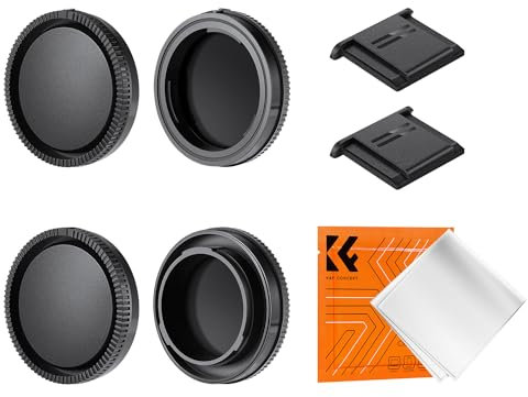 K&F Concept Body Cap + Rear Lens Cap Compatible with Sony E Mount Lenses, NEX, A6700, A6000, A7, A1, A9 etc Black (2-pack)