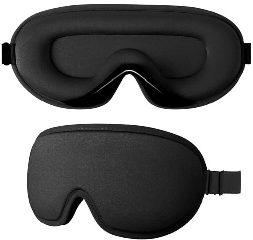 Supefisher Mascherina per Dormire, 2024 Mascherina per Dormire per Uomini e Donne, 3D Mascherina per gli Occhi per Bloccare la Luce al 100%, Maschera per il Sonno Pisolino Meditazione Viaggi (Nero)