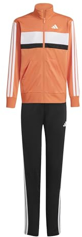 adidas Unisex Kinder SEASONAL ESSENTIALS TIBERIO 3 STRIPES TRICOT TRACKSUIT, Dusky Orange/white, 9-10 Years