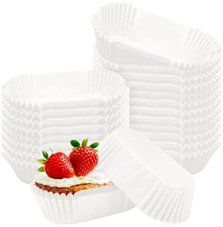 Uppgradering 1 000 st mini limpformar för bröd, ovala bakmuffins, muffins, papperskoppar, engångspapper, limpa, bröd, formar för kakor, mellanmål, cupcakes muffins (vit, stor)