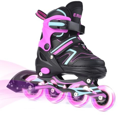 ERNAN Inline Skates,Adjustable Light up Kids Inline Skates, for Boys and Girls,Roller skate for Kids Youth, Beginner