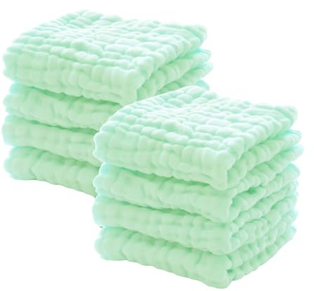 LUHIUMOYA 8 stycken baby-tvättlappar 30 x 30 cm, 100 % bomull – mjuka och absorberande, mångsidigt för nyfödda till småbarn (badlappar, haklappar, skötunderlägg, salivduk)