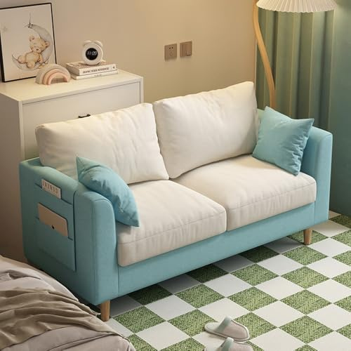 KIBONCY Small Loveseat Couches with Side Pockets, Cloud Couch Lounge Sofa with 2 Cushion Mid Century Modern Decor for Living Room Aparment(2,143cm)